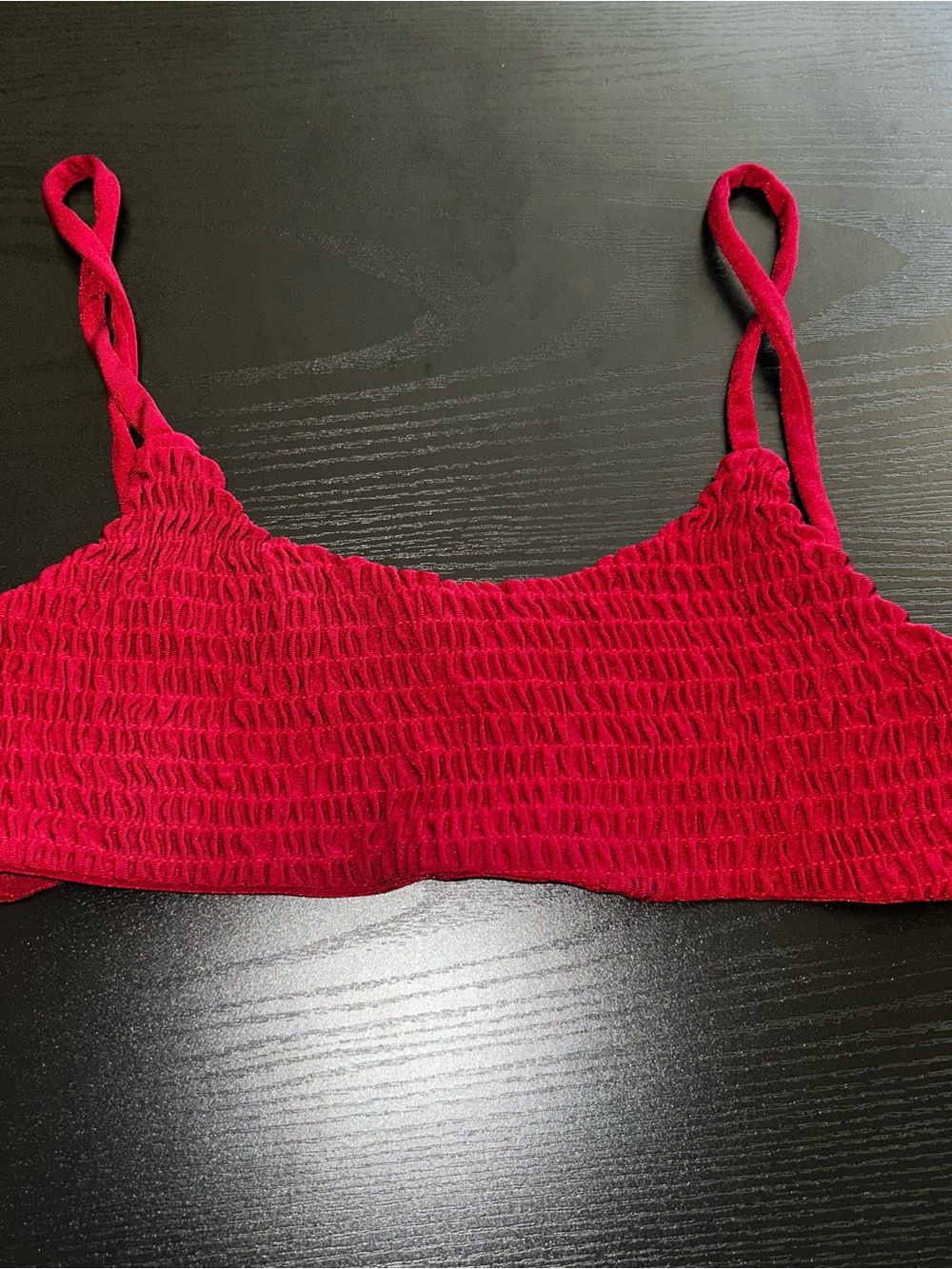 Burgundy Smocked Bikini Top - Women's Swim Bikini